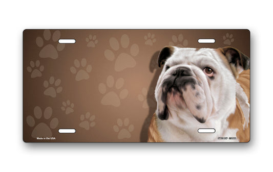 Bulldog on Paw Prints License Plate