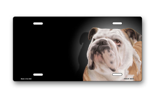 Bulldog on Black Offset License Plate