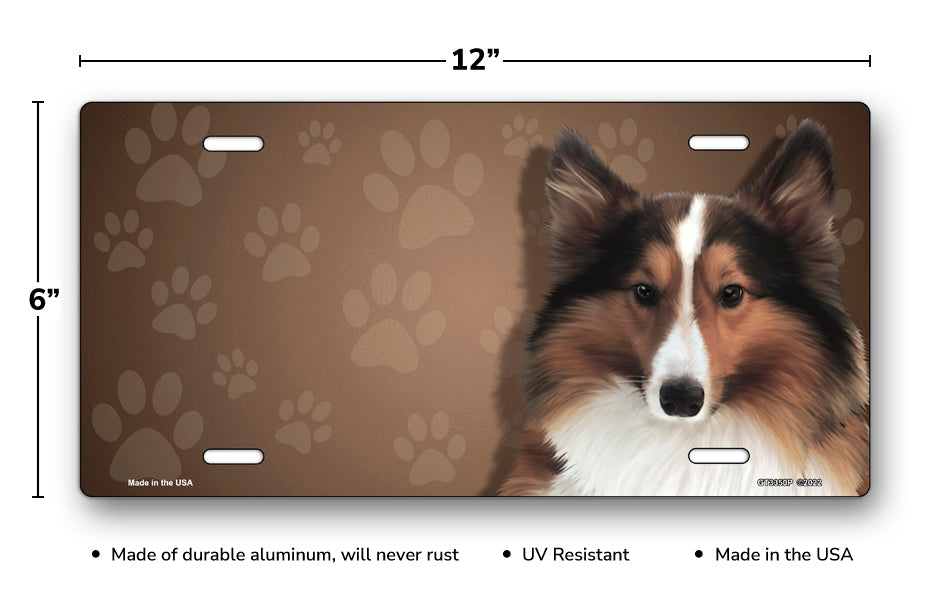 Sheltie on Paw Prints License Plate