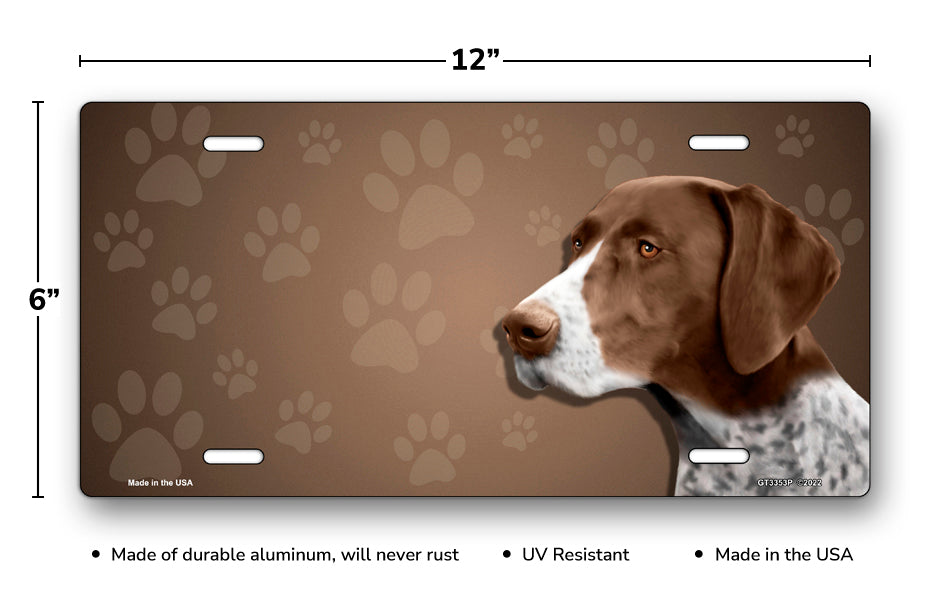 German Pointer on Paw Prints License Plate
