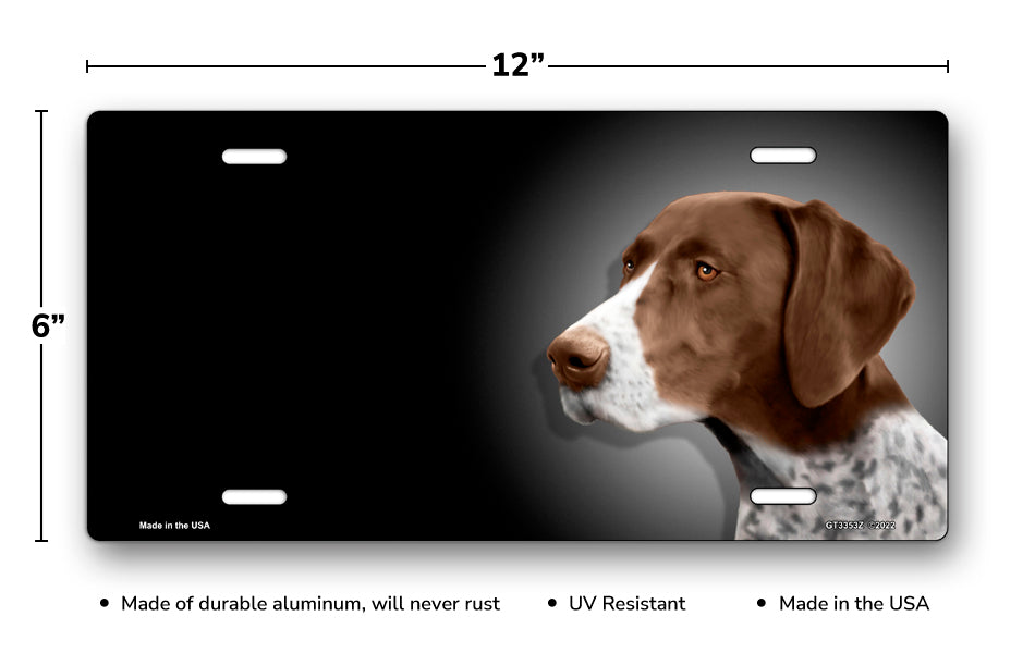 German Pointer on Black Offset License Plate