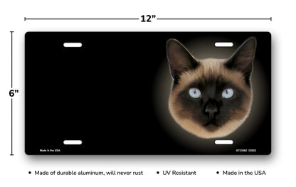 Siamese Cat on Black Offset License Plate
