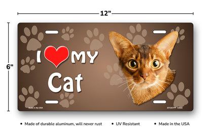 I Love My Cat (Abyssinian) on Paw Prints License Plate