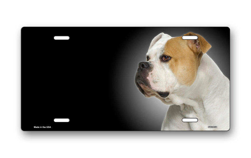 American Bulldog on Black Offset License Plate