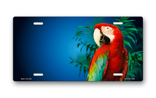 Parrot on Blue Offset License Plate