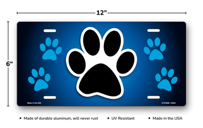 Paw Print on Blue License Plate