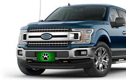 Paw Print on Green License Plate