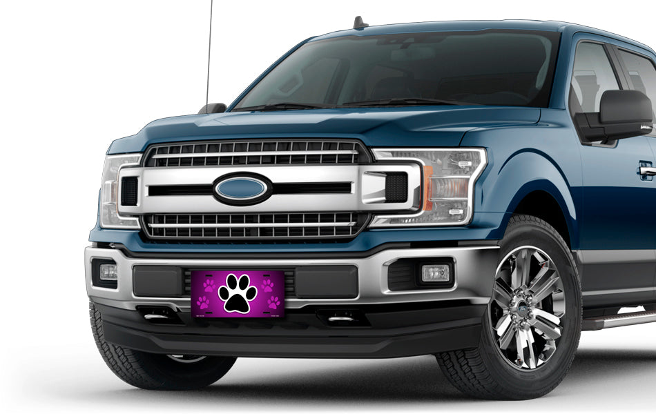 Paw Print on Purple License Plate