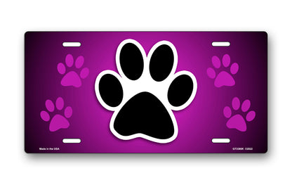 Paw Print on Purple License Plate