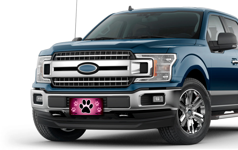 Paw Print on Pink License Plate
