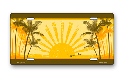 Yellow Sunrise Scenic License Plate