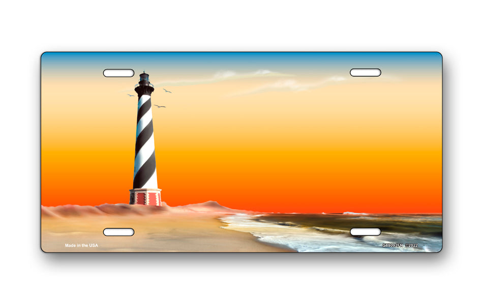 Full Color Beach Lighthouse License Plate