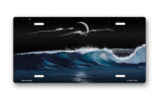 Night Wave Palms Scenic License Plate