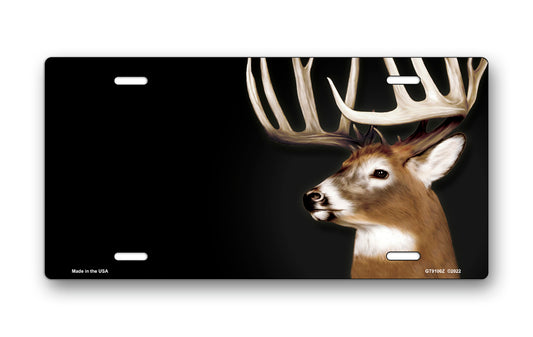 Buck on Black Offset License Plate
