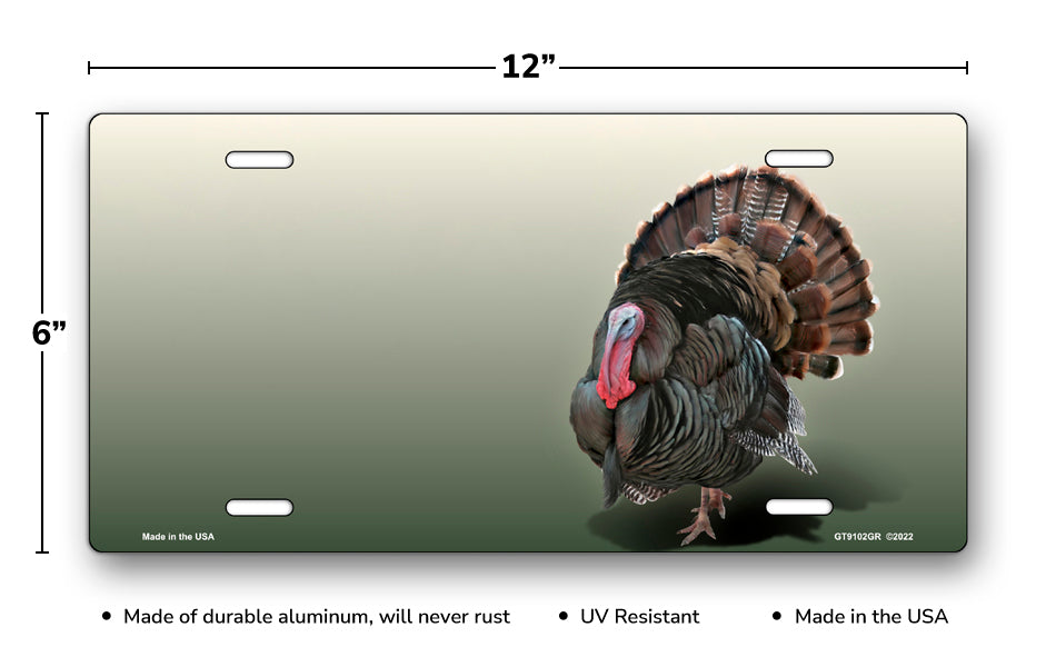 Turkey on Green Fade Offset License Plate