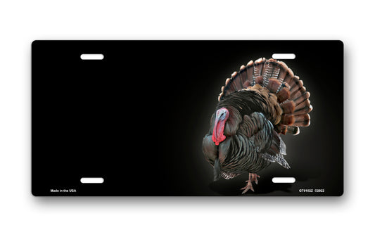 Turkey on Black Offset License Plate