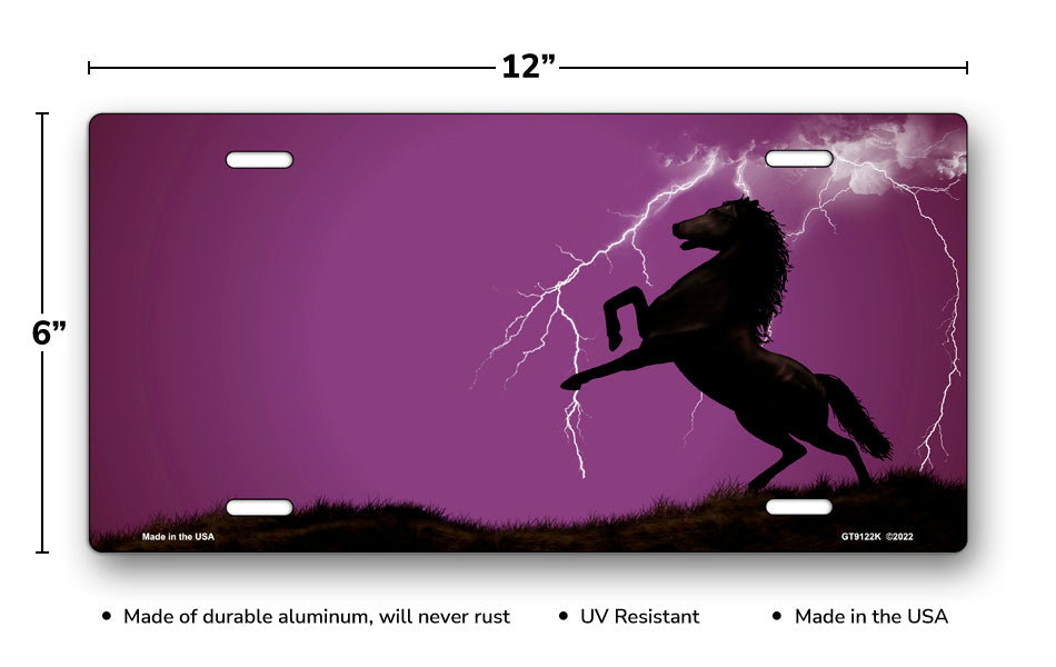 Lightning Horse on Purple Ringer Offset License Plate