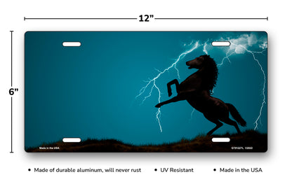 Lightning Horse on Teal Ringer Offset License Plate