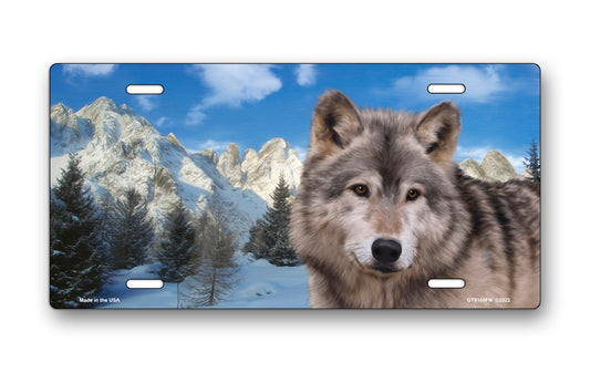 Snow Mountain Wolf License Plate
