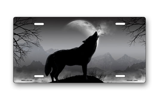 Howling Wolf on Gray License Plate