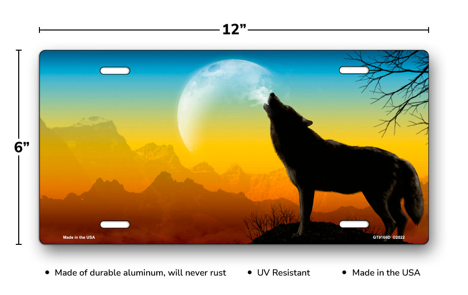 Howling Wolf on Full Color Offset License Plate