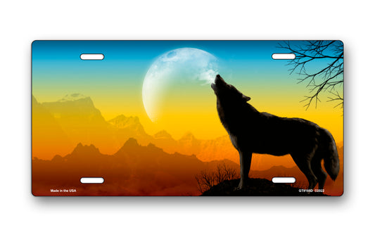 Howling Wolf on Full Color Offset License Plate