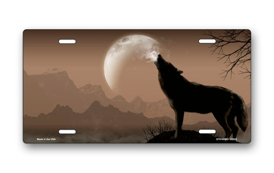Howling Wolf on Mocha Offset License Plate