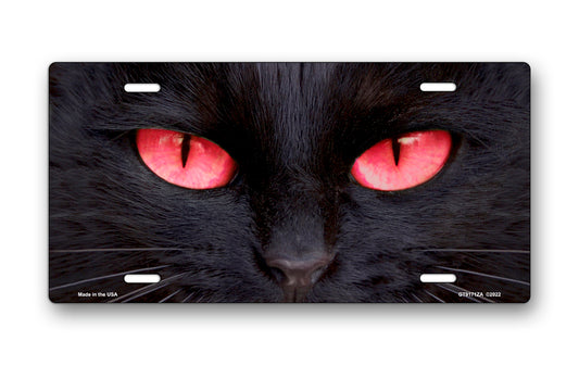 Black Cat with Red Eyes License Plate