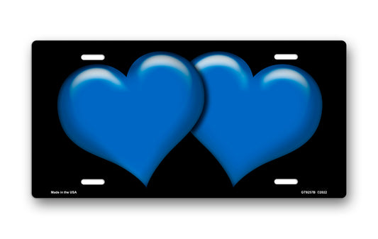 Blue Hearts on Black License Plate