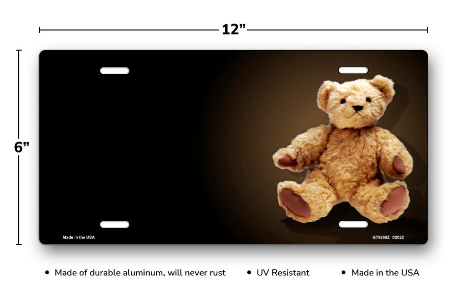 Teddy on Black Offset License Plate