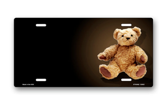 Teddy on Black Offset License Plate