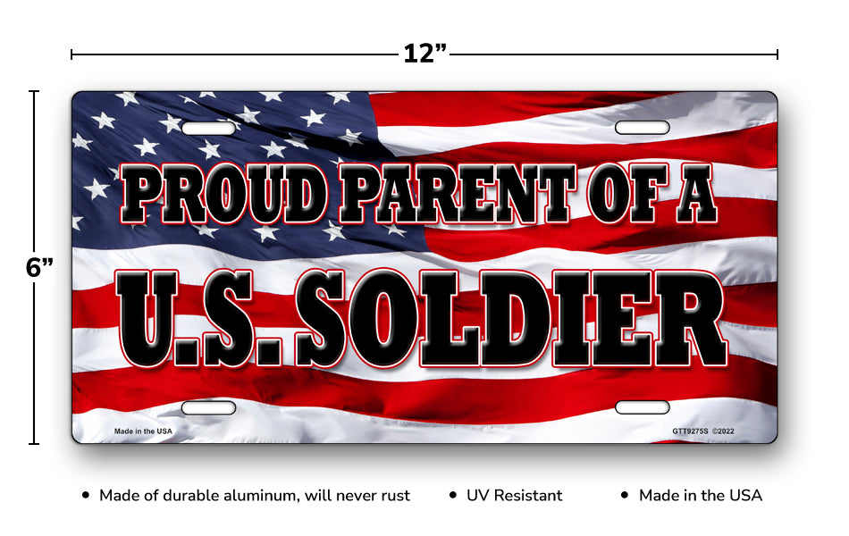 Proud Parent of a US Soldier on American Flag License Plate