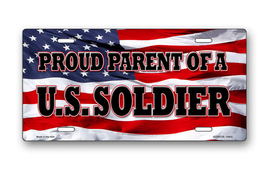 Proud Parent of a US Soldier on American Flag License Plate