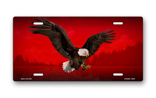 Bald Eagle on Red License Plate