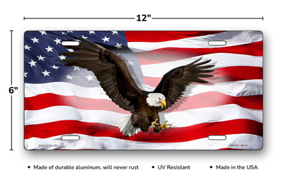 American Flag Bald Eagle License Plate