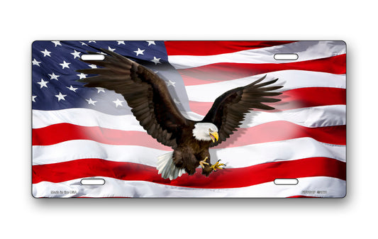 American Flag Bald Eagle License Plate