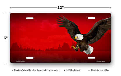 Bald Eagle on Red Offset License Plate