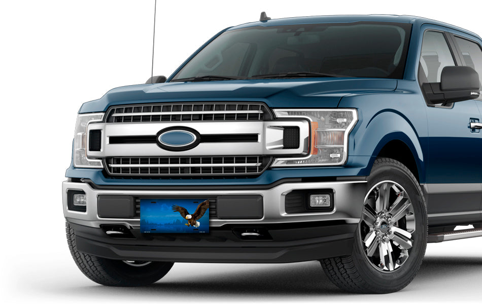 Bald Eagle on Blue Offset License Plate