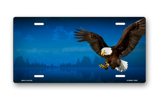 Bald Eagle on Blue Offset License Plate