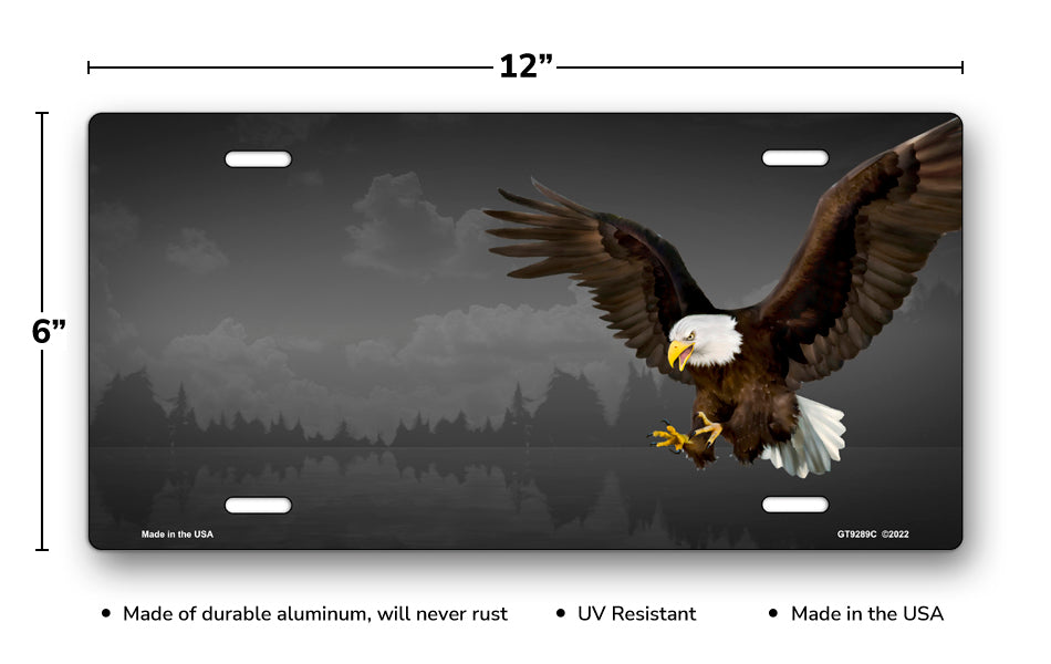 Bald Eagle on Gray Offset License Plate