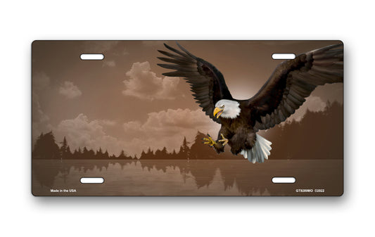 Bald Eagle on Mocha Offset License Plate