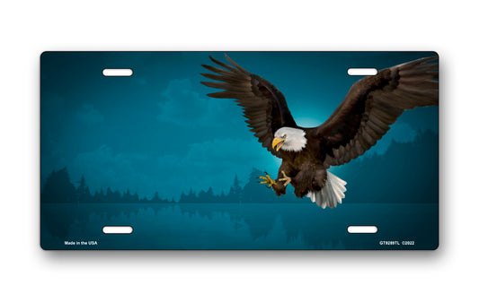 Bald Eagle on Teal Offset License Plate