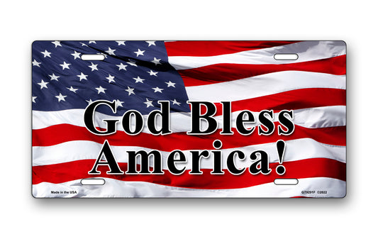 God Bless America on American Flag License Plate