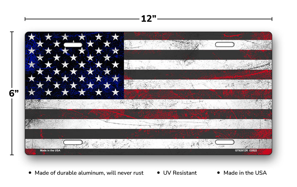 Weathered Flag of The United States License Plate