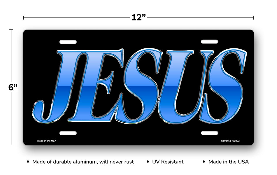 JESUS on Black License Plate