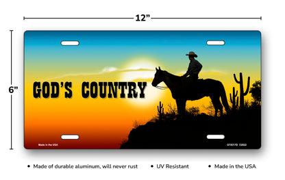 God's Country Cowboy License Plate
