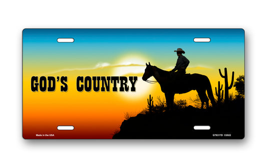 God's Country Cowboy License Plate