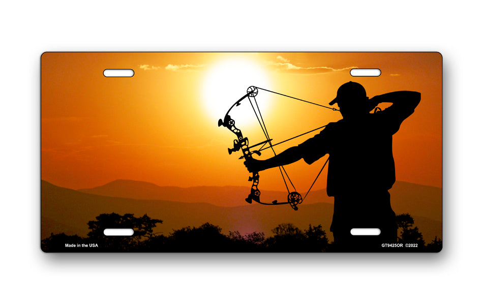 Sunset Bow Hunter Offset License Plate