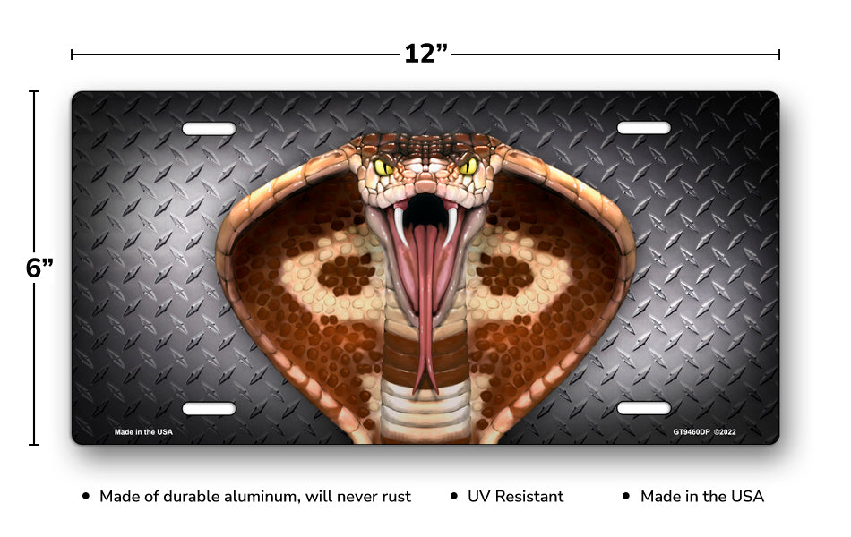 Cobra on Simulated Diamond Plate License Plate