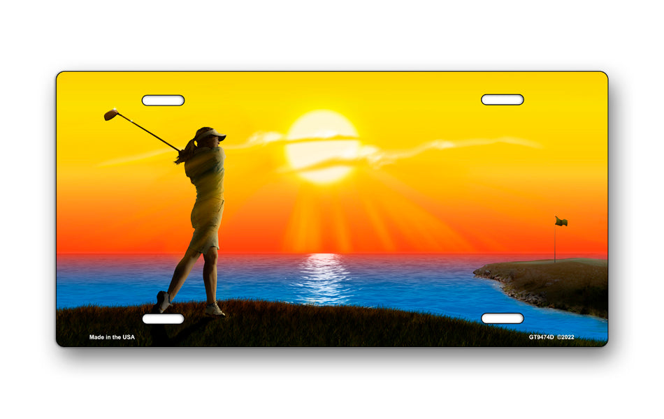 Female Golfer on Full Color License Plate